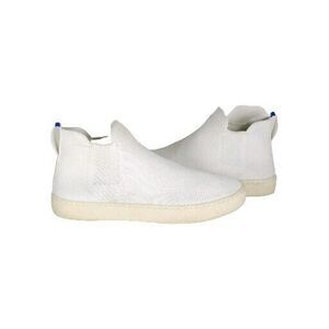 Rothy's Women's The Chelsea Boot US 9 White Knit Flat High Top Shoes Boots